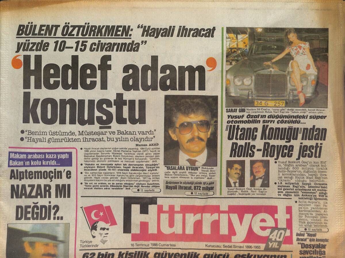Hürriyet Gazetesi 16 Temmuz 1988 - Michael Jackson, Tanınmamak İçin Kılıktan Kılığa Giriyor - İbrahim Tatlıses Ve Sibel Can Beraber Konser Verecekler GZ133440 - 1