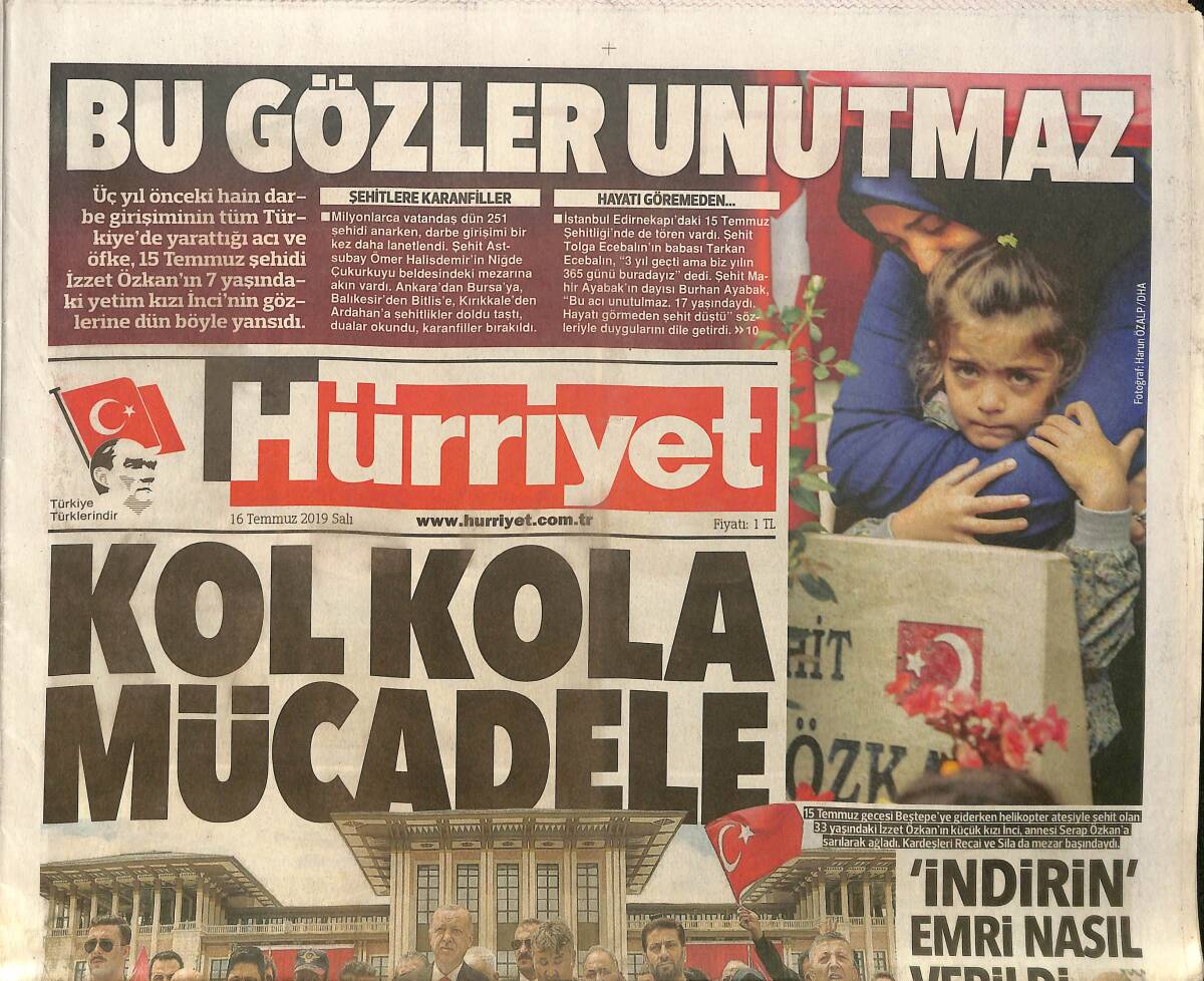 Hürriyet Gazetesi 16 Temmuz 2019 - Hande Fırat Erdoğan'ın Darbecilere Karşı Halkı Meydanlara Çağırdığı Telefonu Müzeye Bağışladı GZ154233 - 1