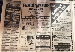 Hürriyet Gazetesi 17 Ağustos 1991 - Caddebostan Maksim - Hülya Avşar, Vedat Çetinkaya Afişi - Ferdi Tayfur Konseri GZ79672 - 2