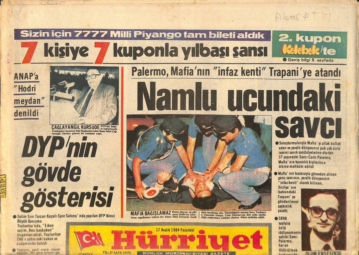 Hürriyet Gazetesi 17 Aralık 1984 - Fenerbahçe-Beşiktaş Dostça - Bayan Özal Gecikince Opera 1.5 Saat Geç Başladı GZ3403 - 1