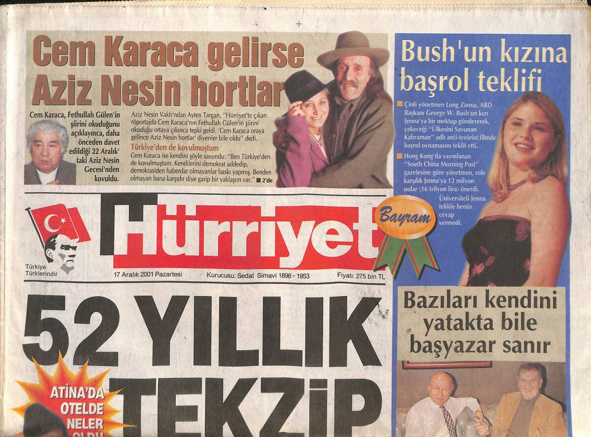 Hürriyet Gazetesi 17 Aralık 2001 - Solun Yapmadığını Ekonomik Kriz Yaptı GZ132981 - 1