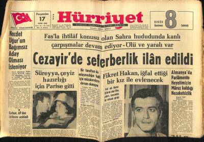 Hürriyet Gazetesi 17 Ekim 1963 - Cezayirde Seferberlik İlan Edildi GZ65238 - 2
