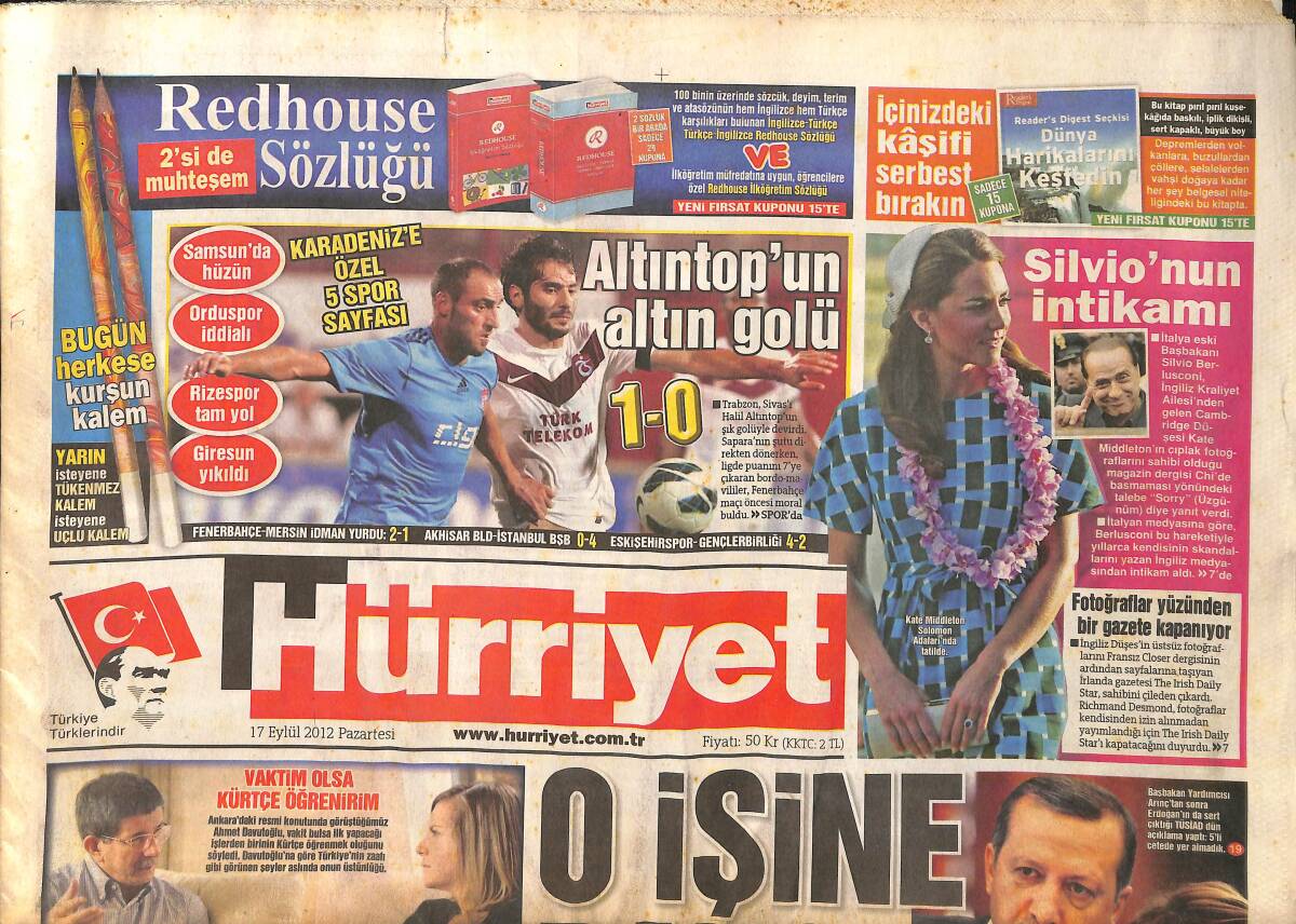 Hürriyet Gazetesi 17 Eylül 2012 - Valilere Zırhlı Cip - Cüppeli Davasında Sürpriz GZ159588 - 1