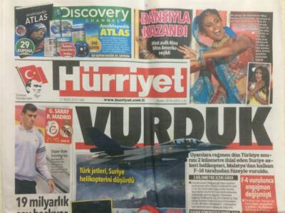 Hürriyet Gazetesi 17 Eylül 2013 - Türk Jetleri Suriye Helikopterini Düşürdü GZ29634 - 1