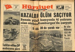 Hürriyet Gazetesi 17 Haziran 1961 - Bir Yılın Bilançosu 1552 Ölü Ve 7897 Yaralı GZ68716 - 1