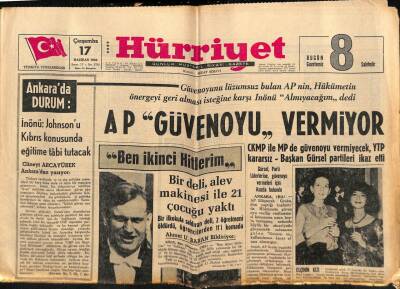Hürriyet Gazetesi 17 Haziran 1964 - AP Güvenoyu Vermiyor GZ81570 - 1