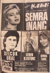 Hürriyet Gazetesi 17 Haziran 1981 - Taşlık Şale Gazinosu Afişi * Semra İnanç - Selçuk Ural - Semra Türel - Seden Kızıltunç GZ69322 - 2