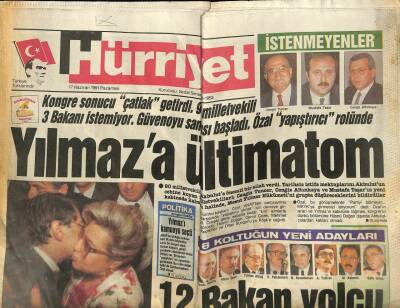 Hürriyet Gazetesi 17 Haziran 1991 - Akbulut , Özalla Köşkte Tartıştı GZ62369 - 2