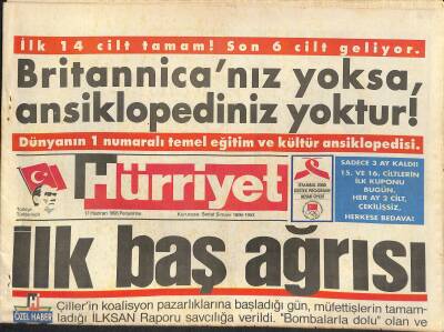 Hürriyet Gazetesi 17 Haziran 1993 - Cim-Bomun Başı Dertte - Akın Gönen Ekimde Erken Seçim Zorunlu GZ127925 - 1