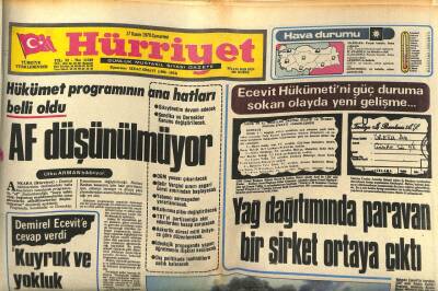 Hürriyet Gazetesi 17 Kasım 1979 - Yağ Dağıtımında Paravan Bir Şirket Ortaya Çıktı GZ76524 - 1