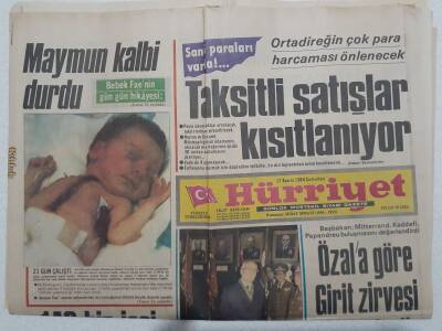 Hürriyet Gazetesi - 17 Kasım 1984 - Maymun Kalbi Durdu GZ111610 - 1