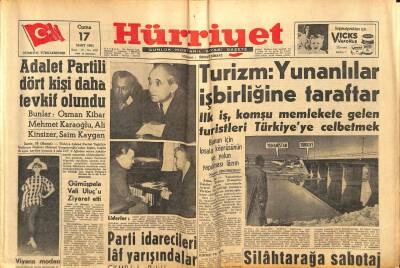 Hürriyet Gazetesi 17 Mart 1961 - Adalet Partili Dört Kişi Daha Tevkif Olundu GZ82231 - 1