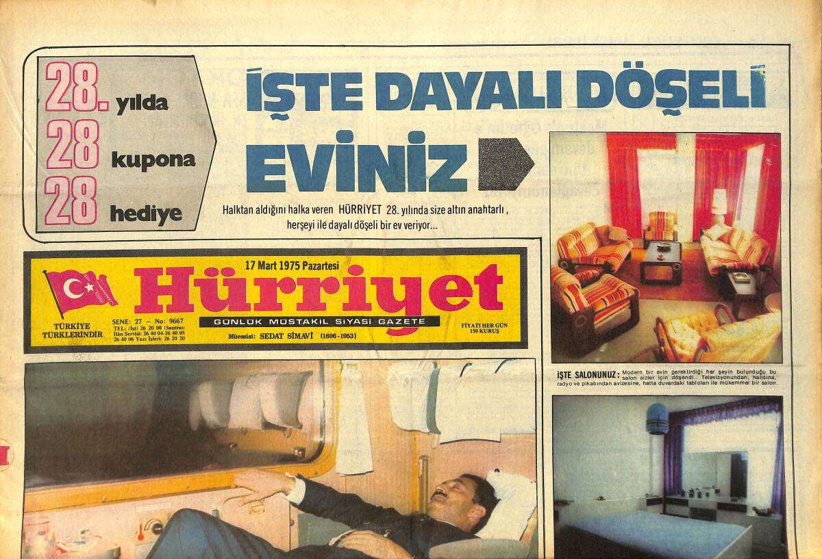Hürriyet Gazetesi 17 Mart 1975 - Ve Burton İçkiyi Bıraktı - Amerika İle Aramızda 55 Gizli Anlaşma Var GZ157545 - 1