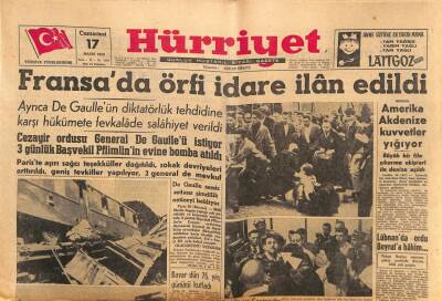 Hürriyet Gazetesi 17 Mayıs 1958 - Fransada Örfi İdare İlan Edildi GZ83008 - 1