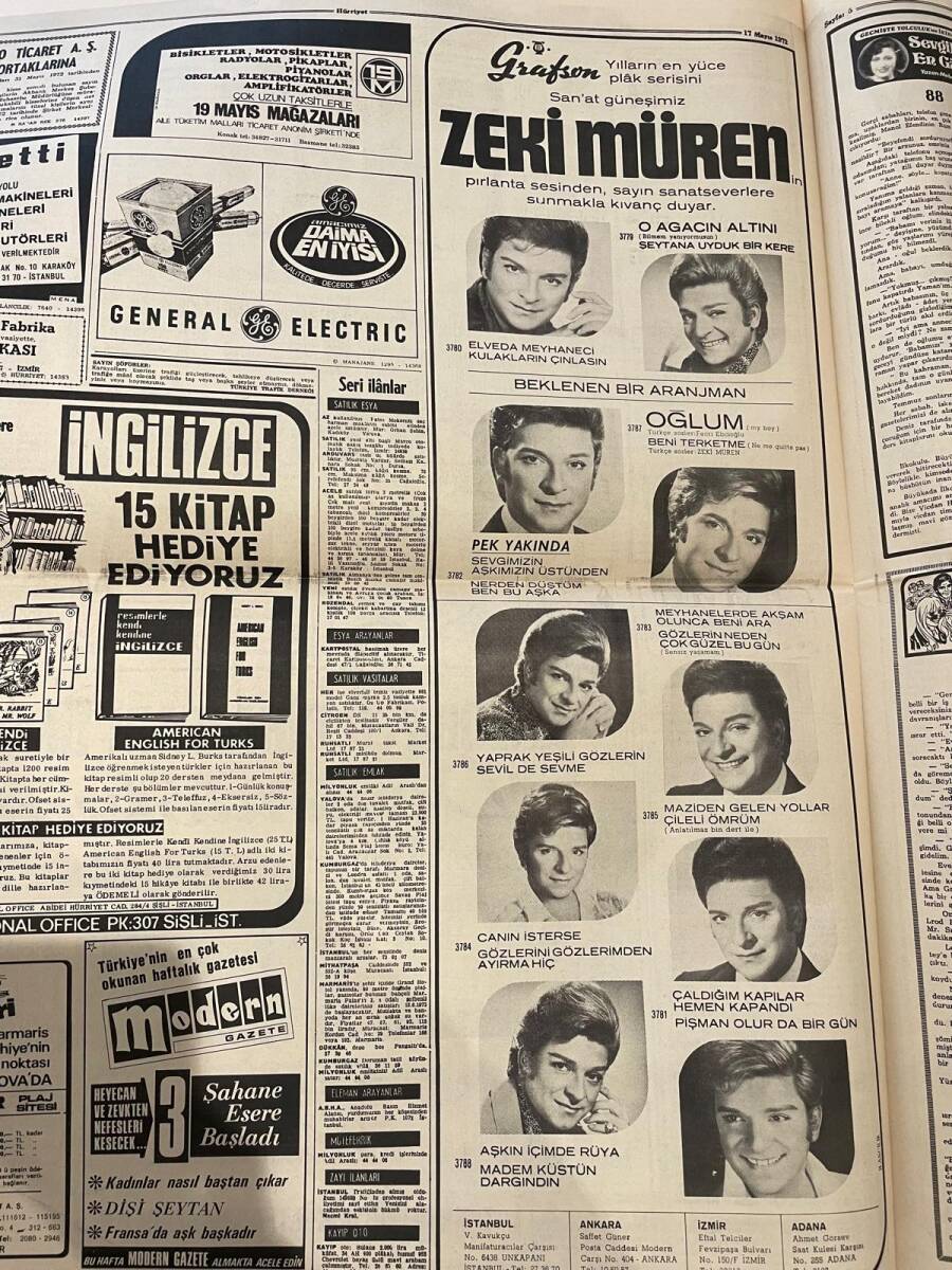 Hürriyet Gazetesi 17 Mayıs 1972 - İnönücüler Yeni Parti Kuruyor - Yılların En Yüze Plak Serisi Zeki Müren'in GZ156994 - 2