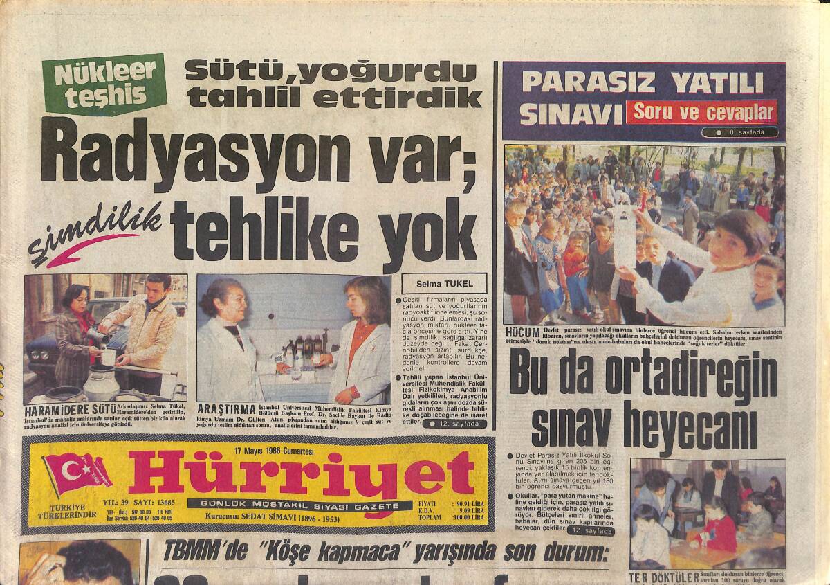 Hürriyet Gazetesi 17 Mayıs 1986 - Beşiktaş Sinir Küpü - Ecevit De Sahada GZ2996 - 1