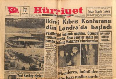 Hürriyet Gazetesi 17 Ocak 1960 - İkinci Kıbrıs Konferansı Dün Londrada Başladı GZ77750 - 1