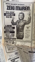Hürriyet Gazetesi 17 Ocak 1974 - Bebek Belediye Gazinosu Zeki Müren Reklamı GZ76398 - 2