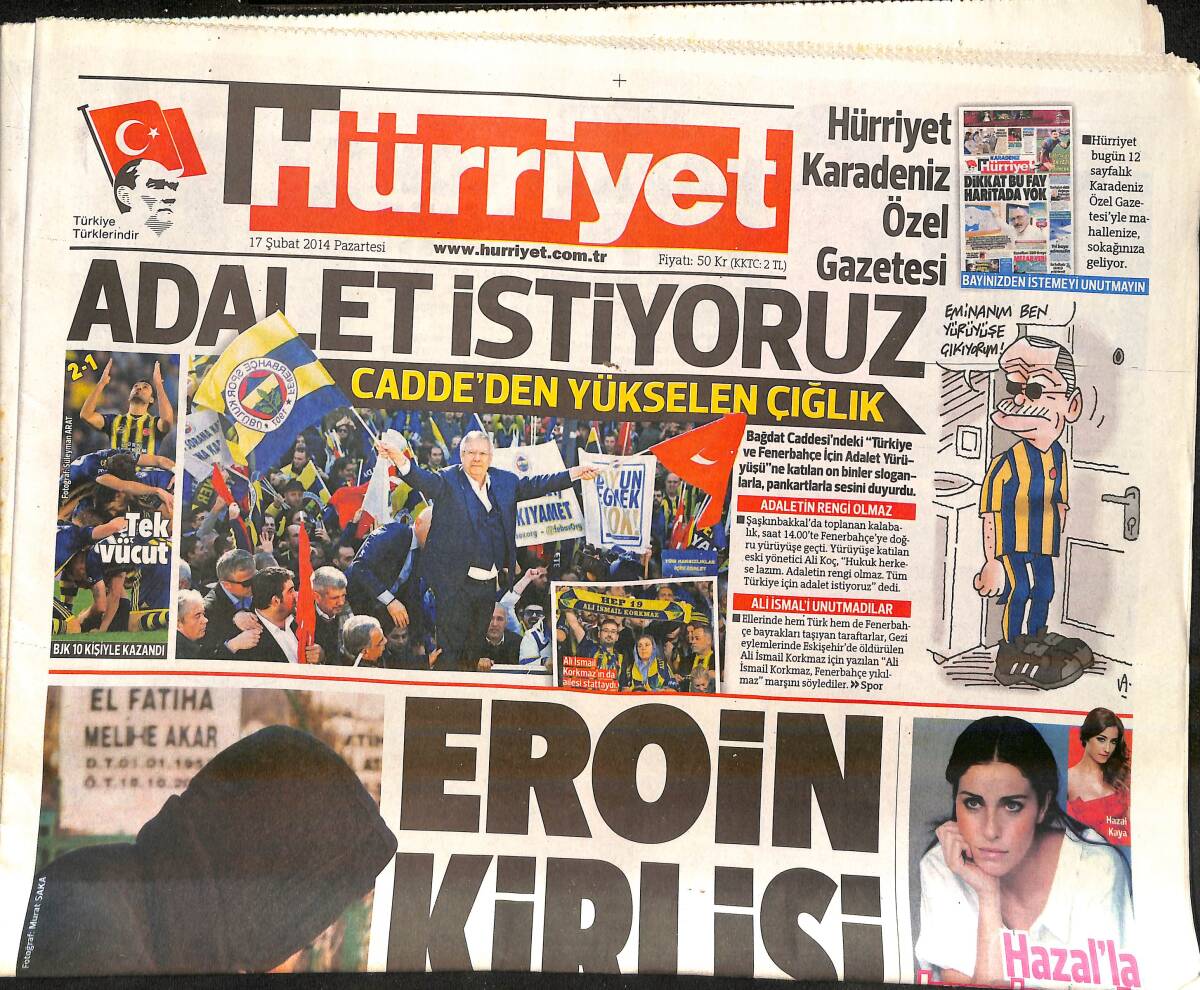Hürriyet Gazetesi 17 Şubat 2014 - Fazıl Say'dan Tahliye İsyanı - Kılıçdaroğlu'ndan Erdoğan'a 'Mahkemeye Vermezsen Namertsin' GZ160165 - 1