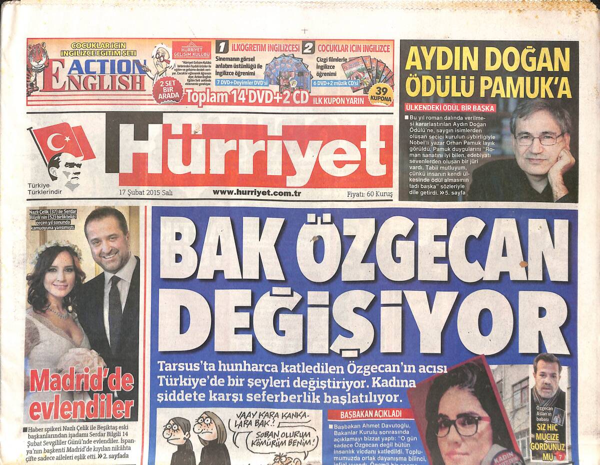 Hürriyet Gazetesi 17 Şubat 2015 - Nazlı Çelik Madrid'de Evlendi - Tarkan: Erkekliğimden Utanıyorum GZ155240 - 1
