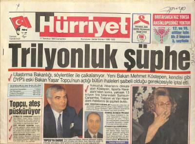 Hürriyet Gazetesi 17 Temmuz 1993 - Çiller Demirelle Sık Görüşeceğim - Koçların Süper Gecesi GZ127930 - 1