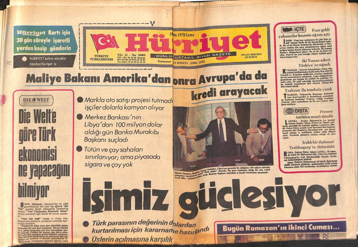 Hürriyet Gazetesi 18 Ağustos 1978 - İzmir'de Alkışlanan Büyük Sanatçılar * Zeki Müren-Emel Sayın GZ150509 - 1