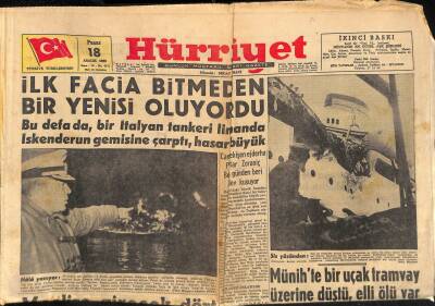 Hürriyet Gazetesi 18 Aralık 1960 - Münihte Bir Uçak Tramvay Üzerine Düştü , 50 Ölü Var GZ116217 - 1