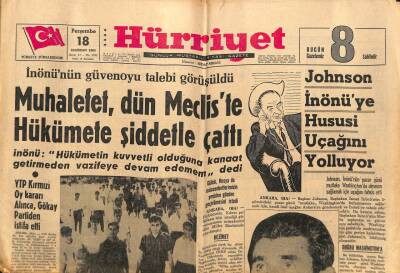 Hürriyet Gazetesi 18 Haziran 1964 - Kıbrıstaki Çarpışmada Bir Türk Şehit Düştü GZ81571 - 1
