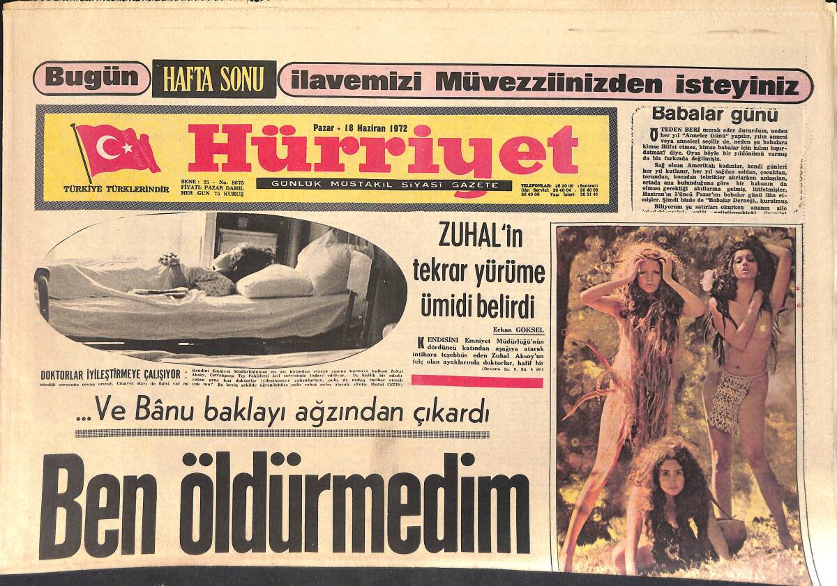 Hürriyet Gazetesi 18 Haziran 1972 - Didi Fenerbahçe'ye Girmeden İstanbul Gecelerine Girdi - Kennedy'nin Katilinin Cezası Müebbet Hapse Çevrildi GZ156697 - 1