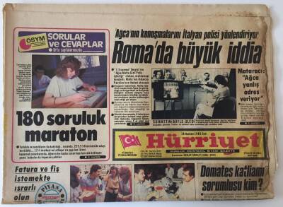 Hürriyet Gazetesi 18 Haziran 1985 - KDV de Kaçak Var , Ağcanın Konuşmalarını İtalyan Polisi Yönlendiriyor - GZ16116 - 2