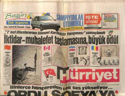 Hürriyet Gazetesi 18 Haziran 1989 - Binlerce Hançereden Tek Ses Yükseliyor Ordu Sofyaya GZ61686 - 2