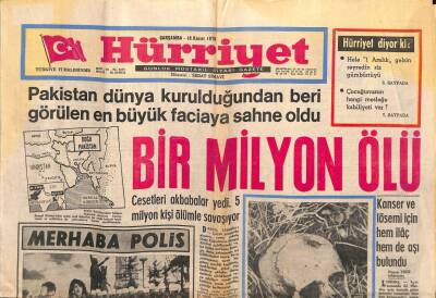 Hürriyet Gazetesi 18 Kasım 1970 - Pakistan Dünya Kurulduğundan Beri Görülen En Büyük Faciaya Sahne Oldu , Bir Milyon Ölü... GZ90909 - 1