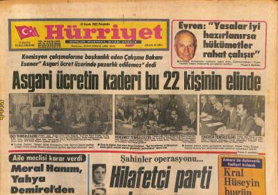 Hürriyet Gazetesi 18 Kasım 1982 - Ulusu Ve Türkmen Döndü - Asgari Ücretin Kaderi Bu 22 Kişinin Elinde GZ127652 - 1
