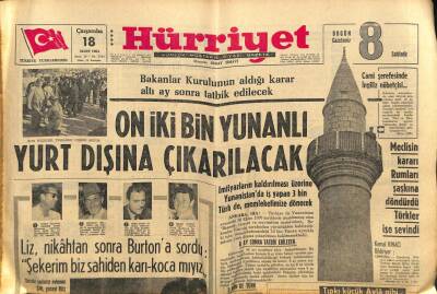 Hürriyet Gazetesi 18 Mart 1964 - On İki Bin Yunanlı Yurt Dışına Çıkarılacak GZ82088 - 1