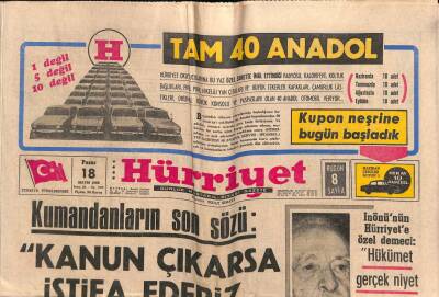 Hürriyet Gazetesi 18 Mayıs 1969 - Apollo -10 Bugün Uzaya Atılıyor GZ72668 - 2