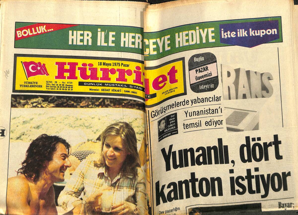 Hürriyet Gazetesi 18 Mayıs 1975 - Cannes Festivali'ne Katılan Hoffman Bir Kadeh Rakı İçince Dünyasını Değiştirdi GZ143355 - 1