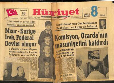 Hürriyet Gazetesi - 18 Nisan 1963 - Mısır Suriye Irak Federal Devlet Oluyor GZ99334 - 1