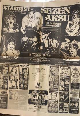 Hürriyet Gazetesi 18 Nisan 1980 - Stardust Gazino Afişi Sezen Aksu GZ69439 - 2
