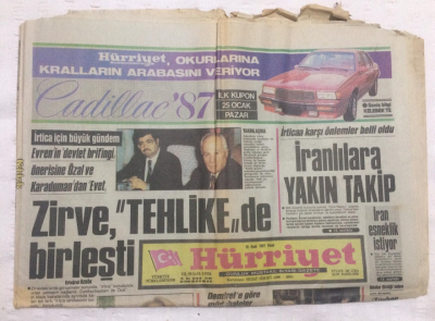 Hürriyet Gazetesi 18 Ocak 1987 - İrtica İçin Büyük Gündem,Zirve Tehlikede Birleşti GZ17867 - 1