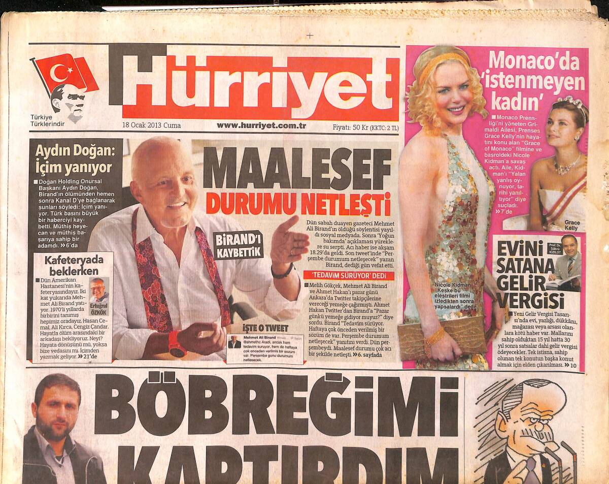 Hürriyet Gazetesi 18 Ocak 2013 - Topçu Kışlası Kurula Takıldı - Mehmet Ali Birand'ı Kaybettik GZ160209 - 1