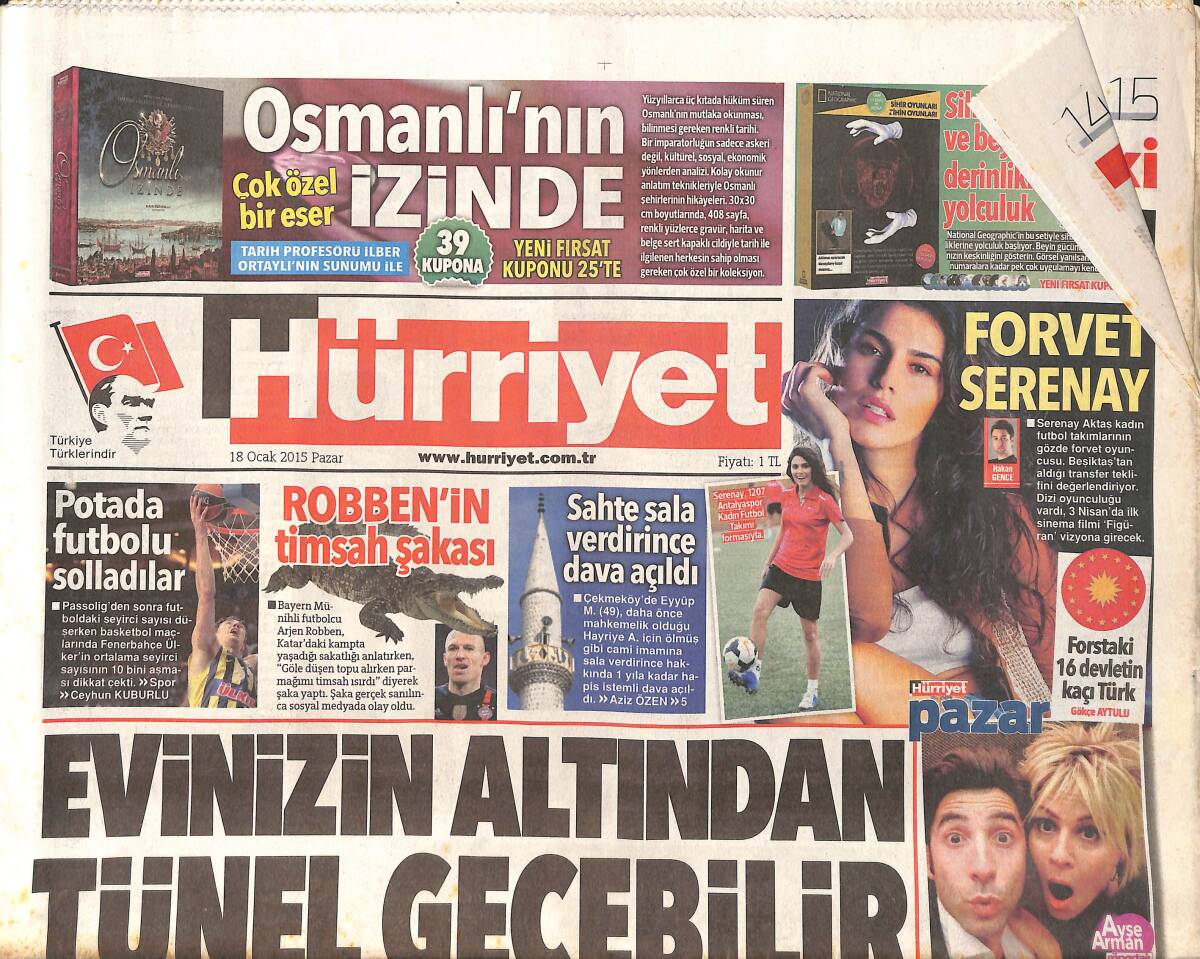 Hürriyet Gazetesi 18 Ocak 2015 - Robben'in Timsah Şakası - Emek'i 4 Kat Yukarı Taşıdık GZ159573 - 1