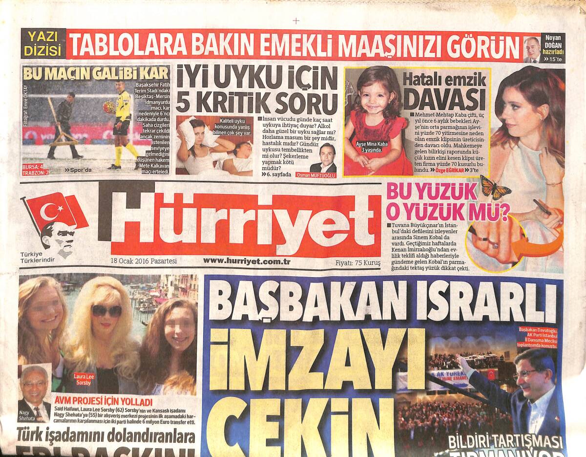 Hürriyet Gazetesi 18 Ocak 2016 - CHP'de Sabaha Kadar Kulis - Sezen Aksu 'Sahnede Çenemi Tutmam İçin Beni Tembihlediler' GZ160125 - 1