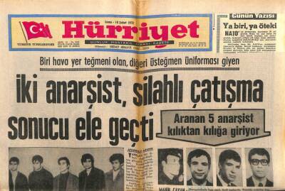 Hürriyet Gazetesi 18 Şubat 1972 - İki Anarşist Ele Geçirildi GZ103464 - 1