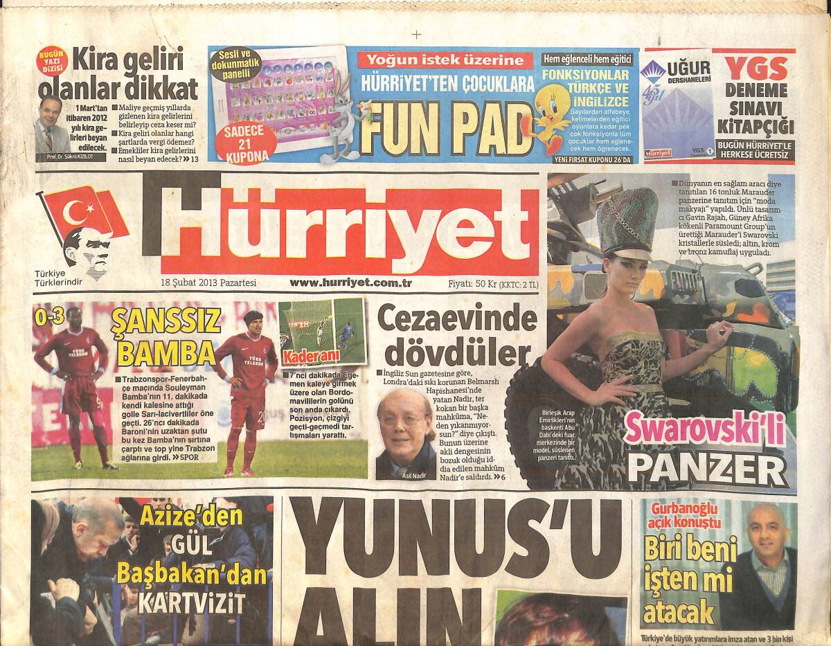 Hürriyet Gazetesi 18 Şubat 2013 - Bruce Willis'in Şövalye Nişanına Fransa'da Tepki - Yeni Yerli Araçlar Sahnede GZ159602 - 1