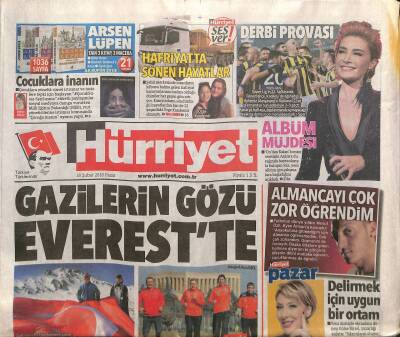Hürriyet Gazetesi 18 Şubat 2018 - Gazilerin Gözü Everestte - Sıladan Albüm Müjdesi GZ125650 - 1