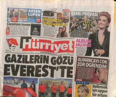 Hürriyet Gazetesi 18 Şubat 2018 - Gazilerin Gözü Everestte - Sıladan Albüm Müjdesi - Rusların Trol Fabrikası GZ125670 - 1
