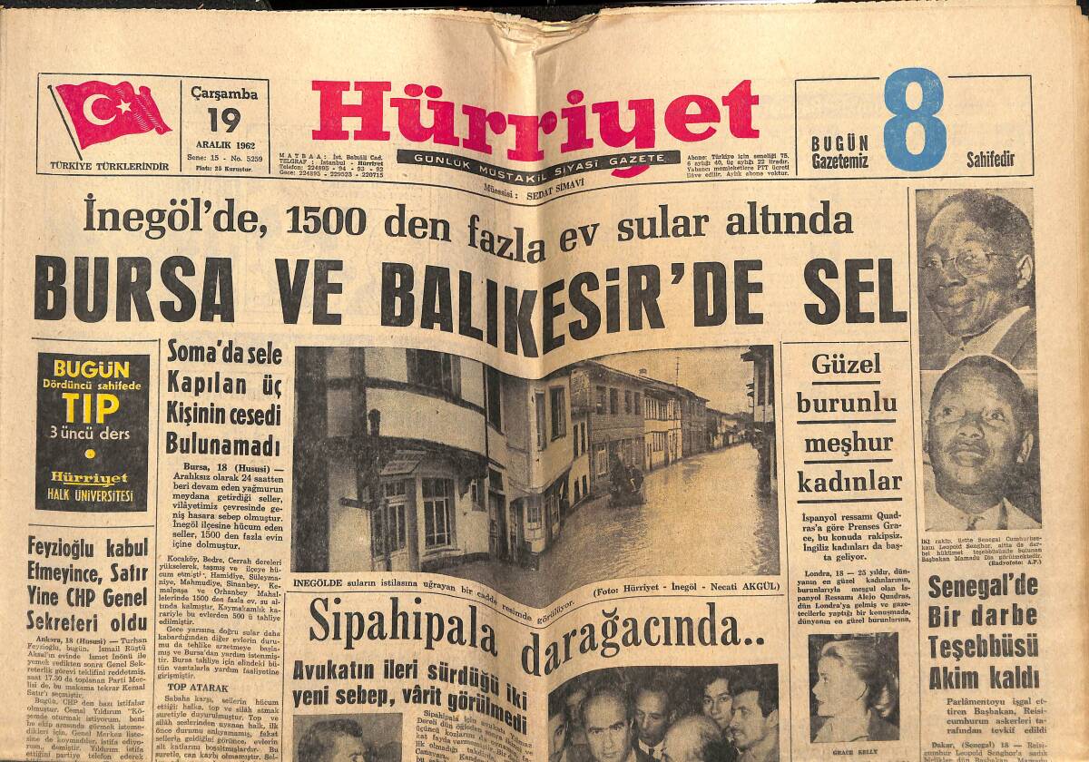 Hürriyet Gazetesi 19 Aralık 1962 - Güzel Burunlu Meşhur Kadınlar - Ebedi Nişanlılar Paris'te: Carlo Ponti, Sophia Loren GZ143099 - 1