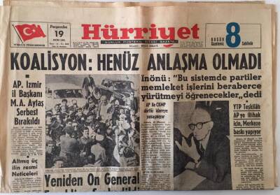 Hürriyet Gazetesi 19 Ekim 1961 - Koalisyon Henüz Anlaşma Olmadı - GZ16459 - 1