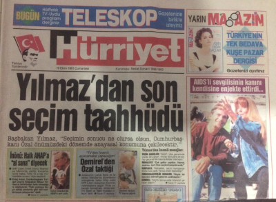 Hürriyet Gazetesi 19 Ekim 1991 - Yılmazdan Son Seçim Taahhüdü - GZ12033 - 1