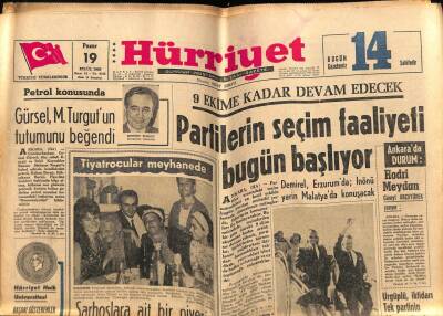 Hürriyet Gazetesi 19 Eylül 1965 - Partilerin Seçim Faaliyeti Bugün Başlıyor GZ67716 - 2